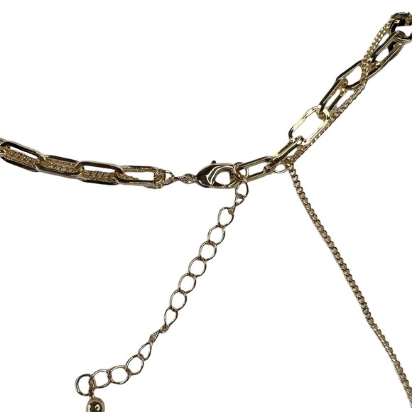 New Une Douce Gold Tone Double Stranded Chain Link Necklace - Picture 6 of 7
